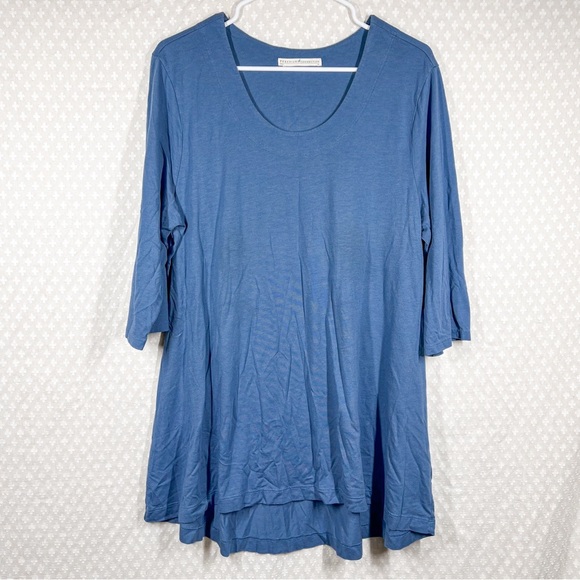 Peruvian Connection Blue Pima Cotton Blend Tunic Top - Picture 1 of 5